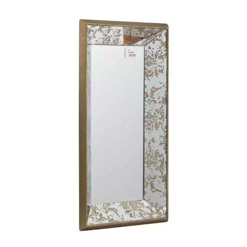 MAYEERTY 20 x 12 Antique Rectangle Mirror with Floral Accents, Wall Mirror for Living Room Hanging, Silver