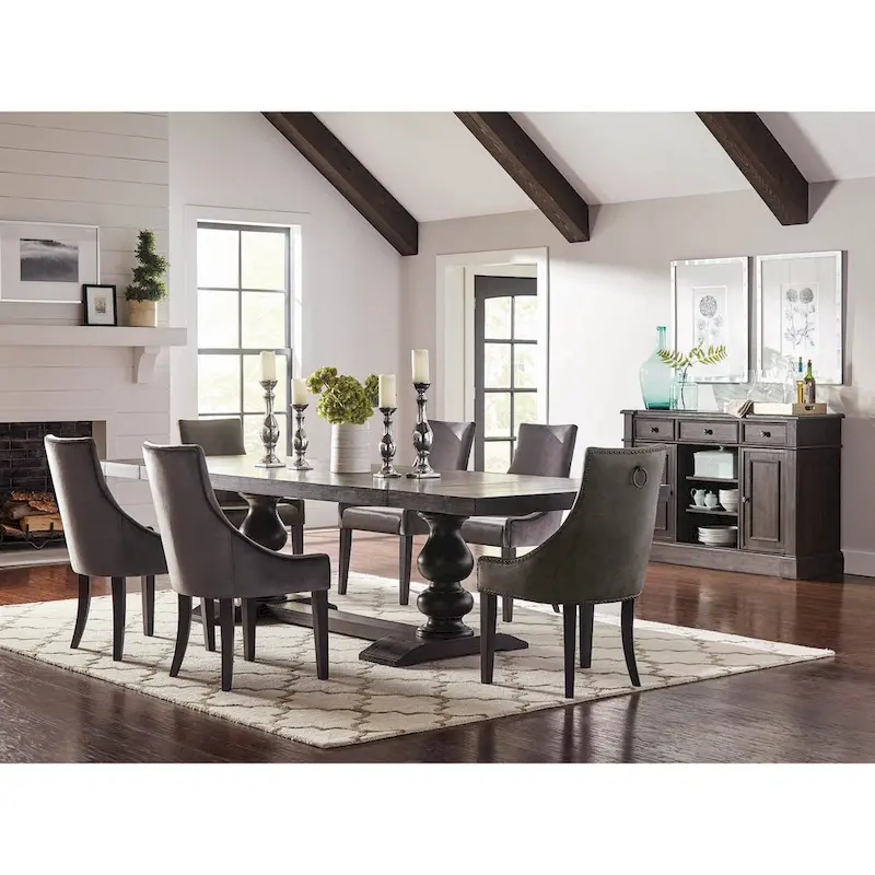 Vallerie Grey and Antique Noir 8-piece Dining Set