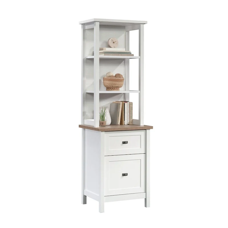 White Storage Tower Cabinet with 2 Drawers & Shelves - 68.9