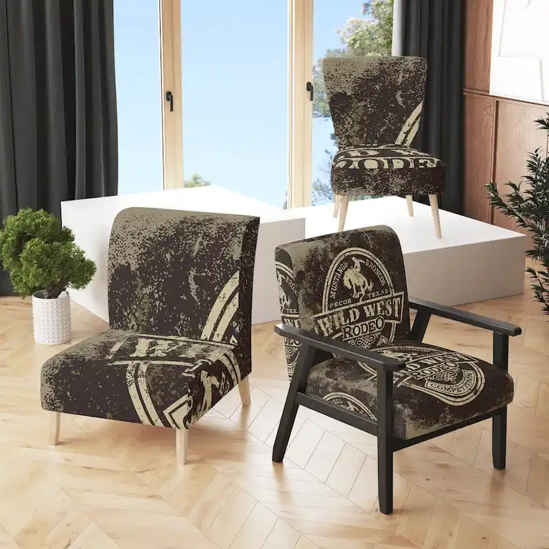Wild West Rodeo Upholstered Farmhouse Contemporary Accent Chair - Arm Chair