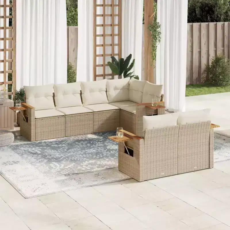 vidaXL Garden Sofa Set PE rattan Large Adjustable Armrests