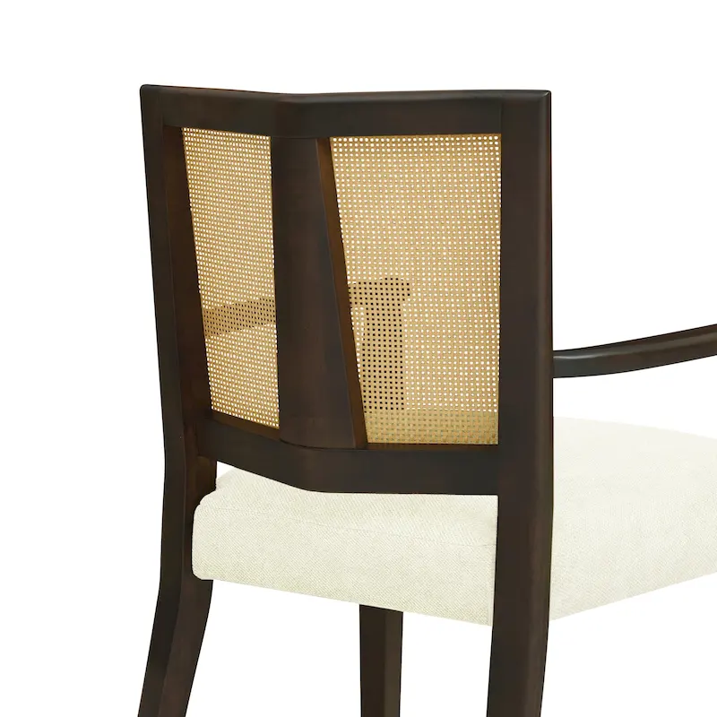 Christopher Knight Home - Harrison Mid-Century Upholstered Arm Dining Chair Set of 2 with Rattan Back