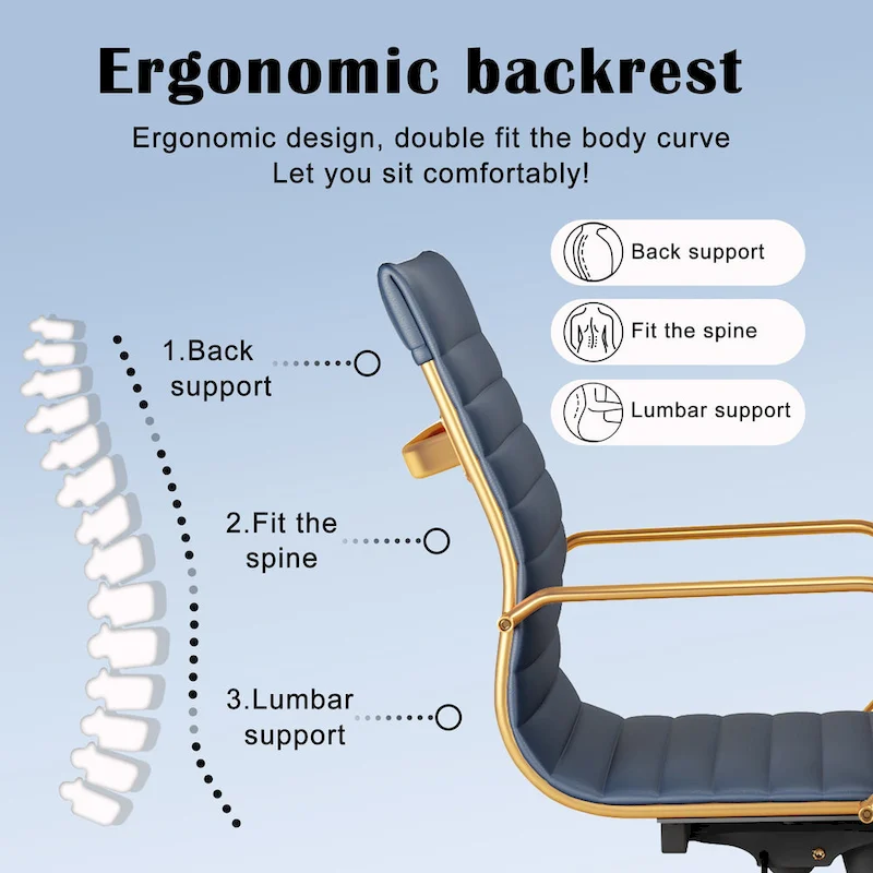 Black Ribbed Swivel Office Chair with Tilt Function