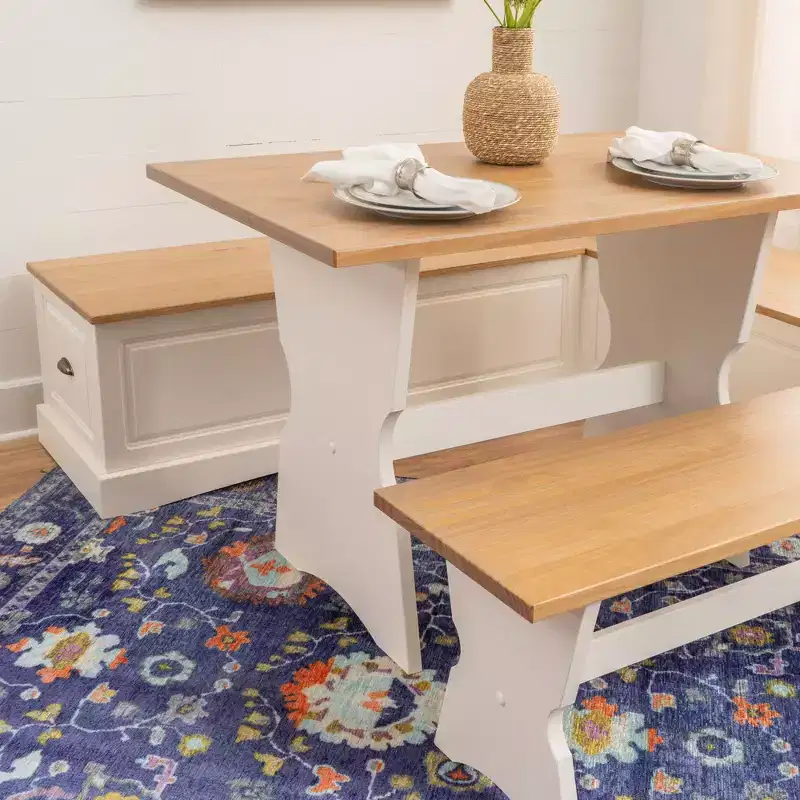 Linon Colby Backless Nook Dining Set White Honey