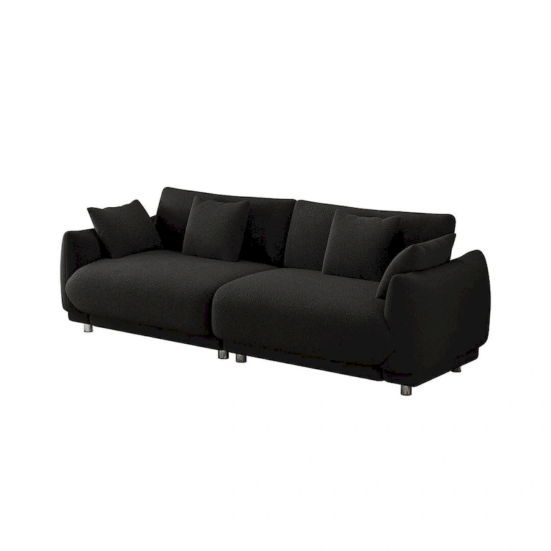 86.6  Modern Teddy Velvet Triple Sofa with 4 Pillows and Metal Legs