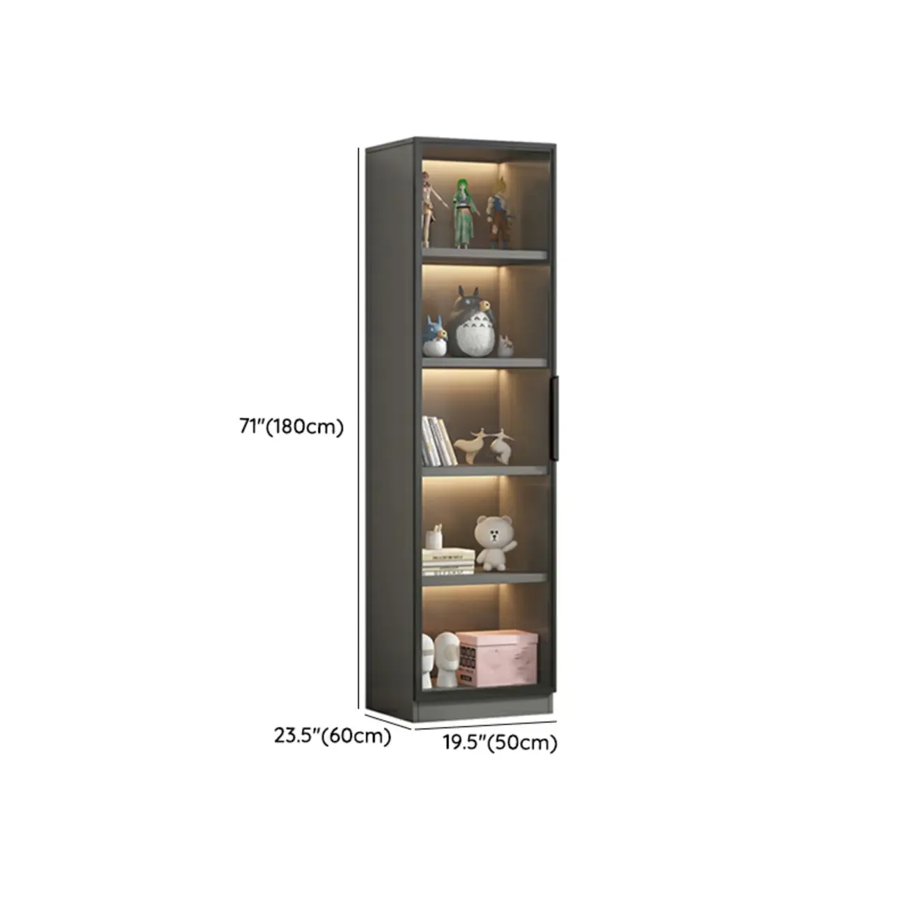 Simple Modern Gray Clear Cover Wooden Display Cabinet