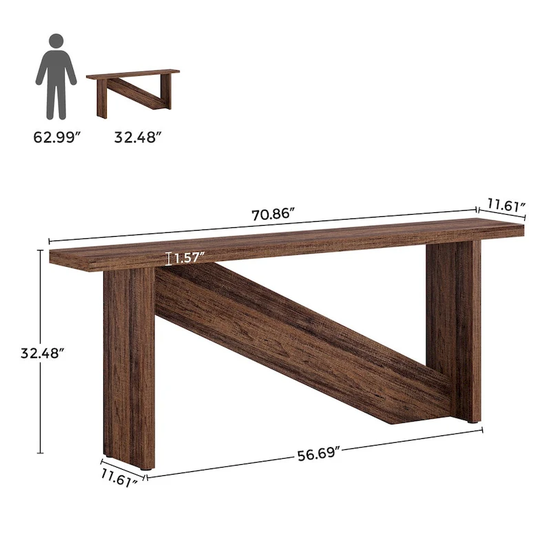 70.86in Wide Console Table, Entry Table with Motion-sensing LED Light, narrow Sofa Table