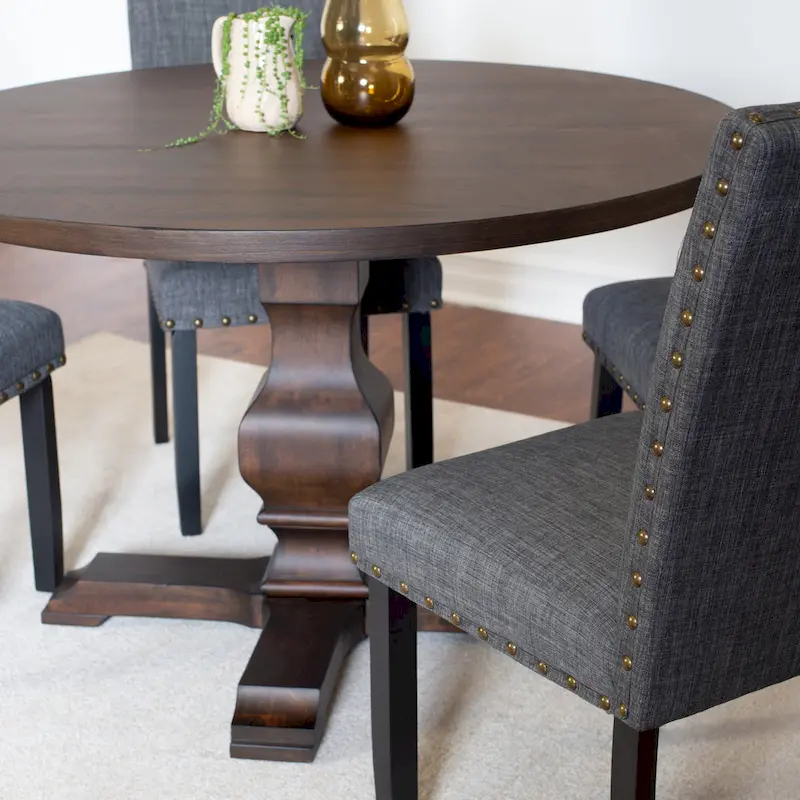 Roundhill Furniture Kohland 5-piece Dining Set, Pedestal Round Table with 4 Stylish Chairs