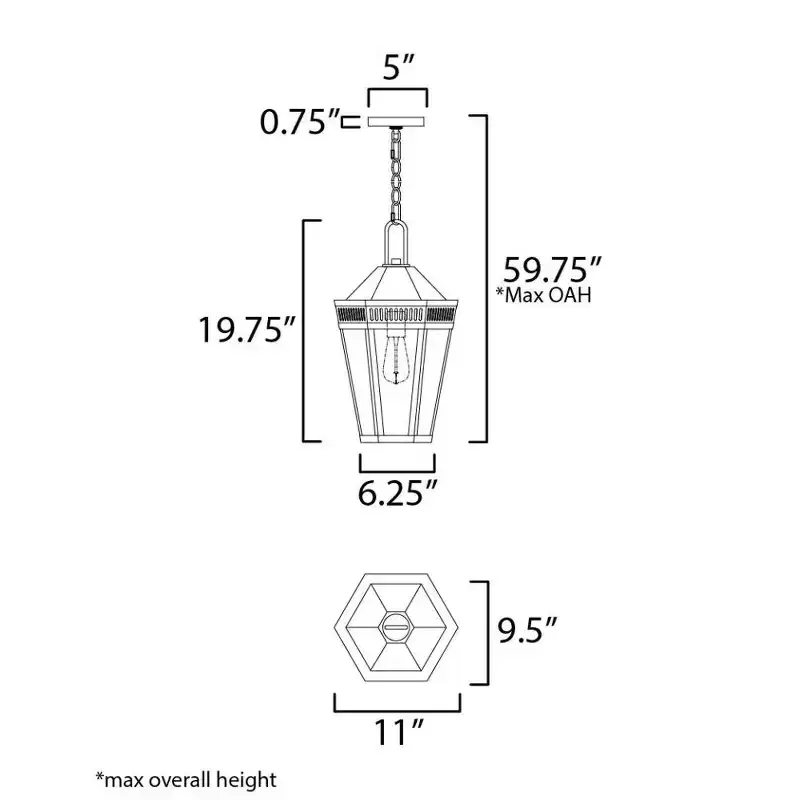 Maxim Lighting Mariner 2 - Light Pendant in Black/Antique Brass