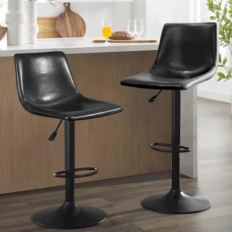 Bar Stools Set of 2 Height Adjustable,Swivel Counter Height Bar Stools with Back