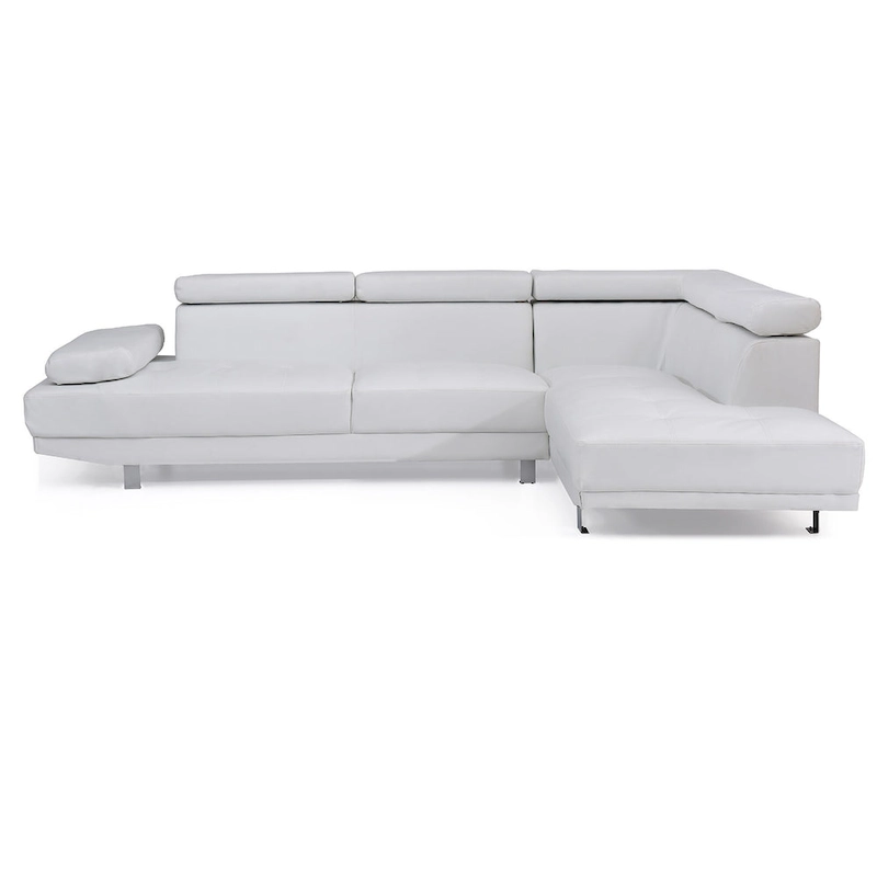 Adjustable Faux Leather L Shape Sectional Sofa - 109 - White