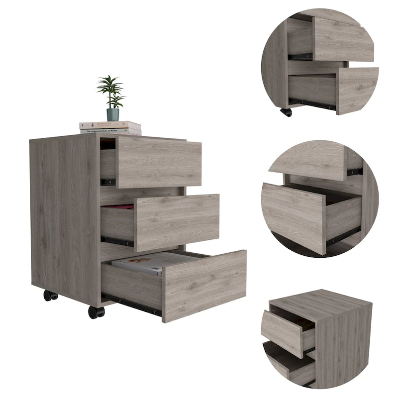 FM Furniture Vienna Three Drawers Filing Cabinet Roller Blade Glide