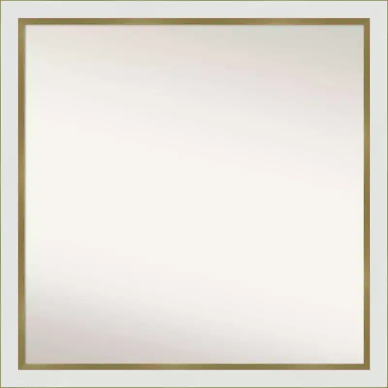 29" x 29" Non-Beveled Eva Narrow Bathroom Wall Mirror White - Amanti Art: Modern Square Polystyrene Frame, Includes Mounting Hardware