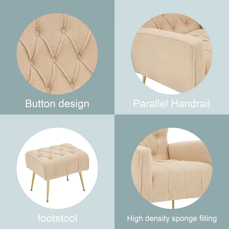 Gray Wingback Accent Chair with Ottoman Set