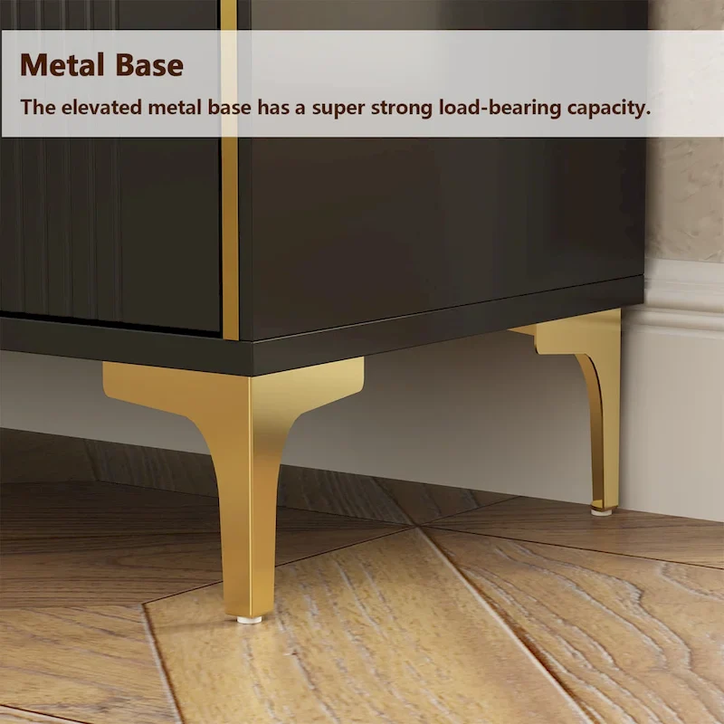 White Lacquer Dresser 6 Drawer Dresser with Metal Handle and Legs