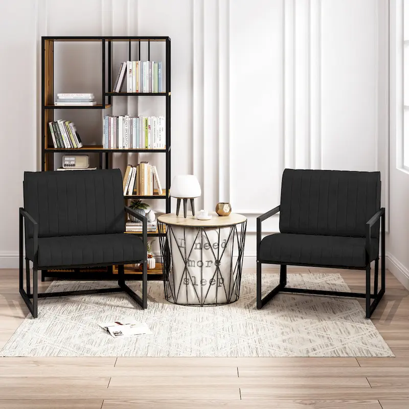 PU Leather Feature Armchair with Thick Padded Backrest