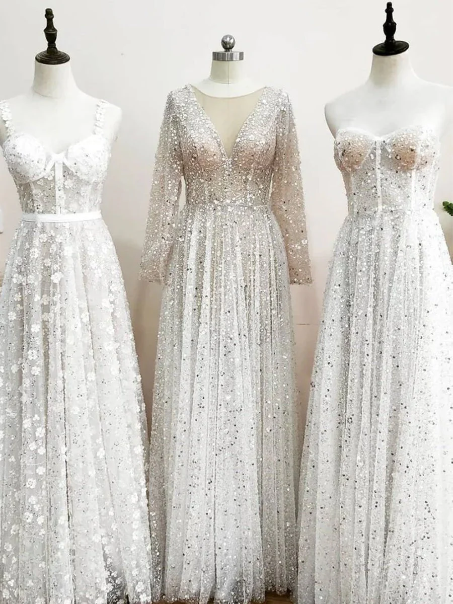 Bohemian A-Line Sparkly Sequined Luxury Wedding Dresses