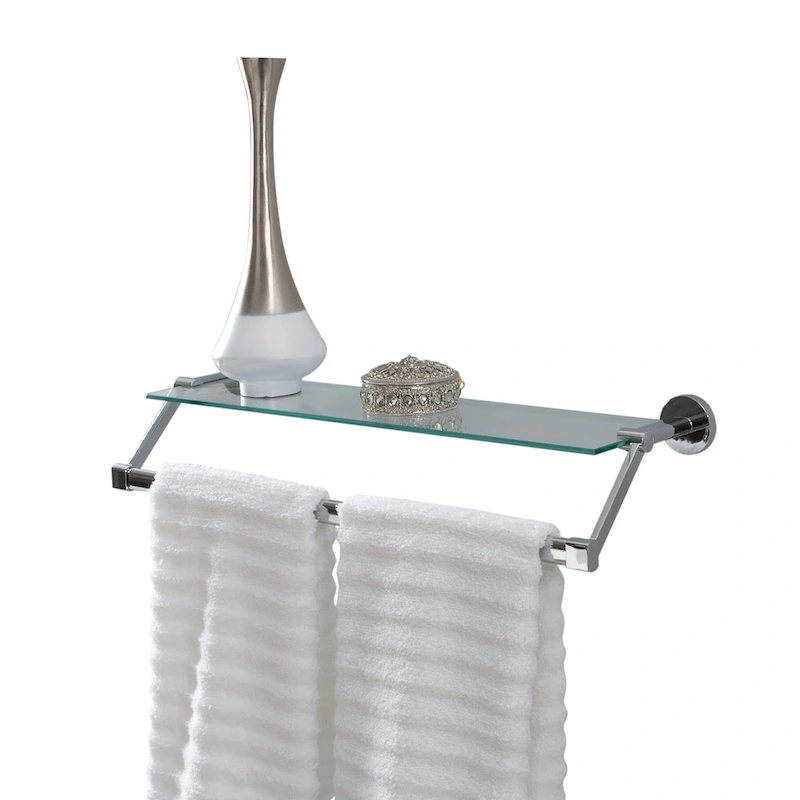 Organize It All Hanging Glass Shelf with Towel Bar - 21.7x6.2x4.75