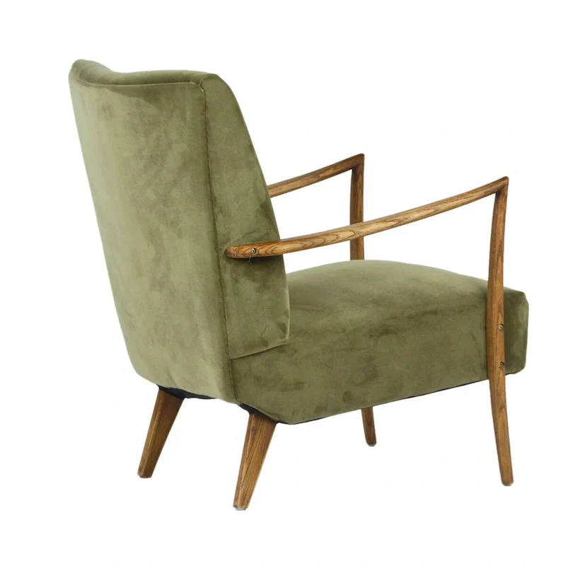 Polyester Velvet Upholstered Occasional Chair, Olive Green