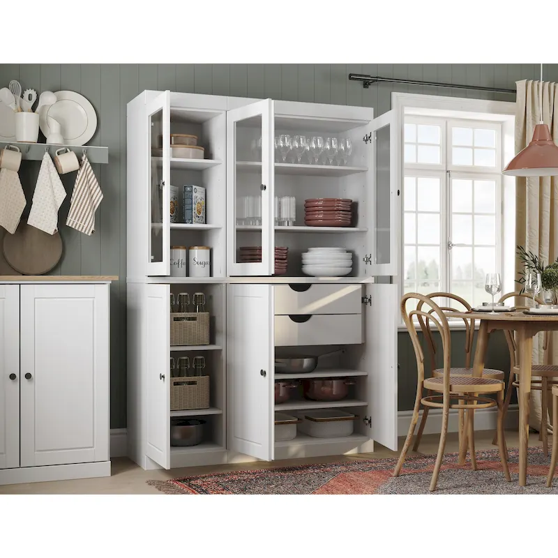 Palace Imports 100% Solid Wood China Pantry with Glass or Solid Wood Doors and 2-Drawers - 48.5  x 71.5