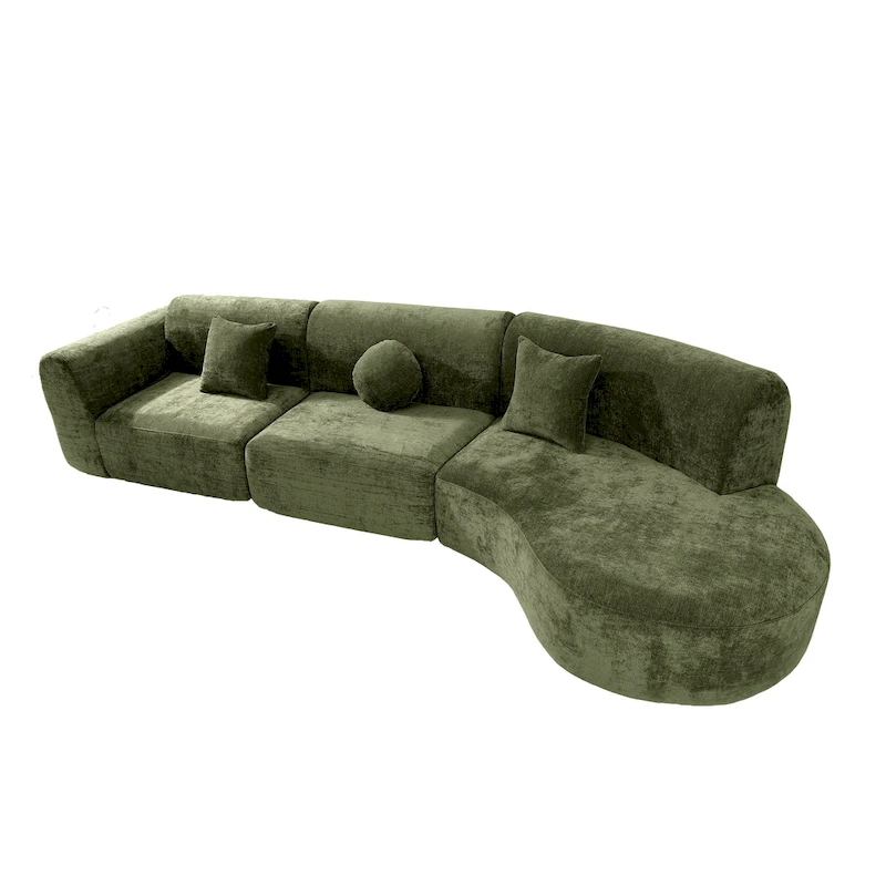 Christopher Knight Home- Buker Curved Polyester Sectional Sofa