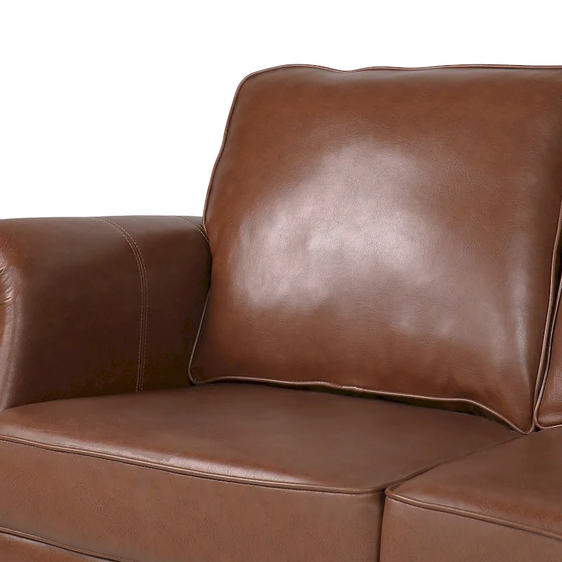 Dowd Faux Leather 3 Seater Sofa with Nailhead Trim by Christopher Knight Home