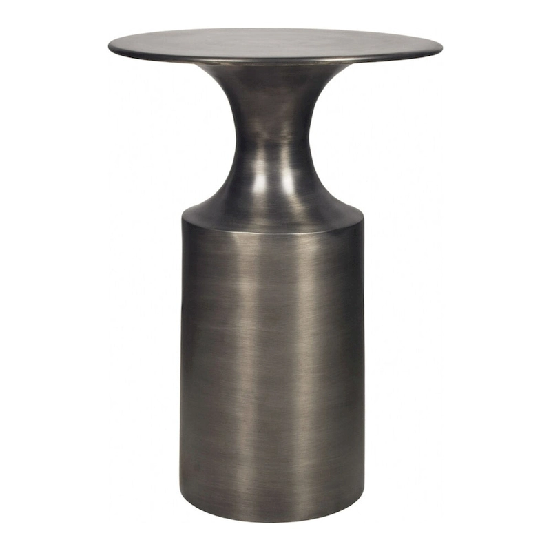 Macari Art Deco Polised Aluminum Accent Table - 14.5W x 14.5D x 21H