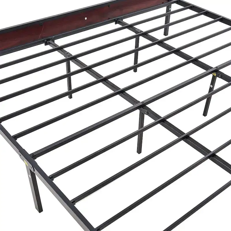 Javlergo Industrial Iron Bed Frames with MDF Headboard - Space-Saving & Durable
