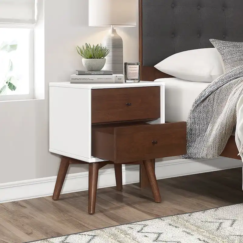 Novel Mid Century Modern Walnut Nightstand Bed Side Tables