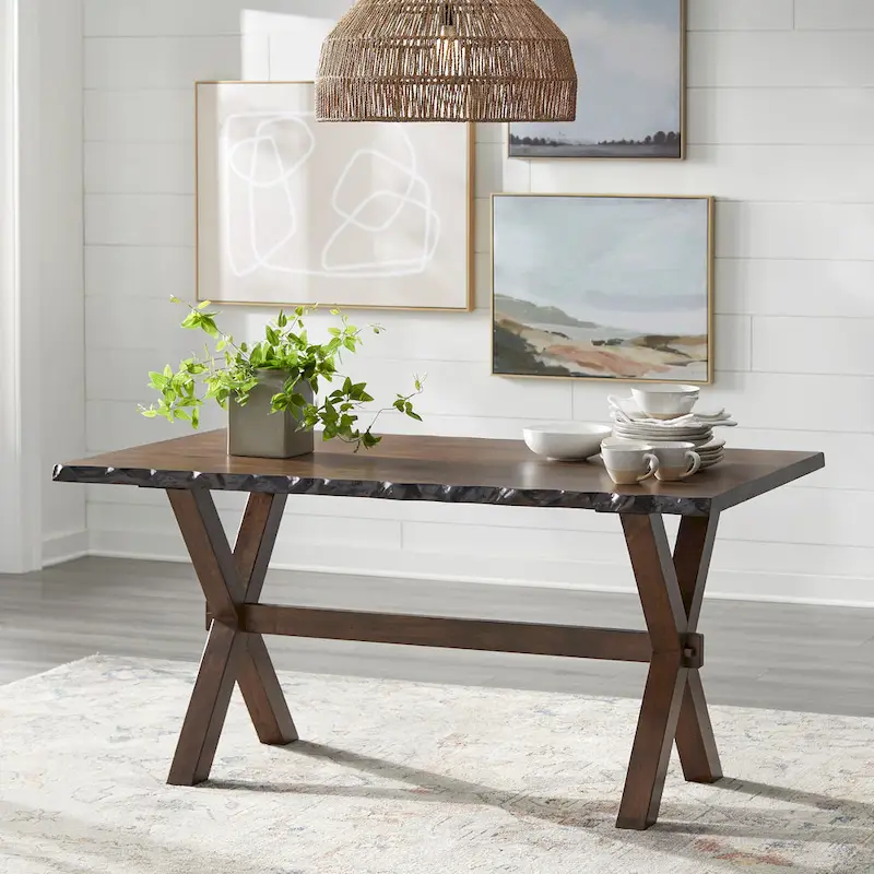 Walnut Live Edge Rubberwood Dining Table