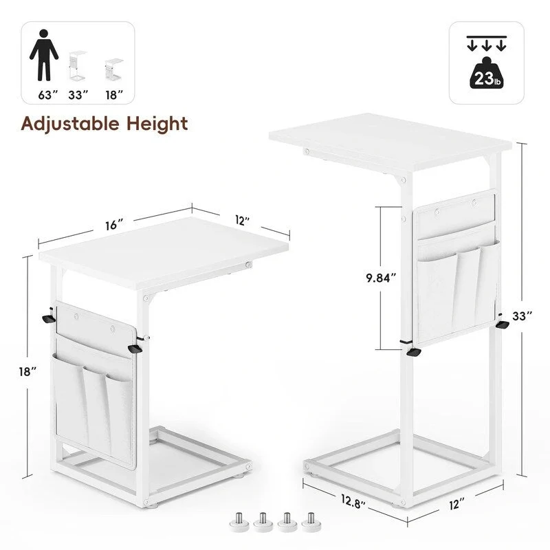 C Shaped End Table - 16D x 12W x 33H