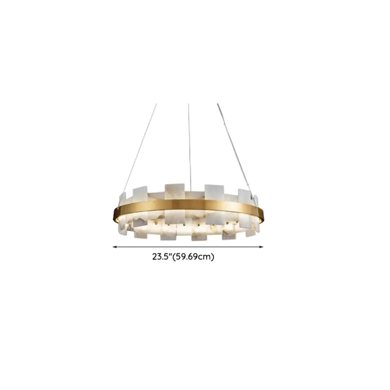 Geometric Gold-White 1-Tier Stone LED Chandelier
