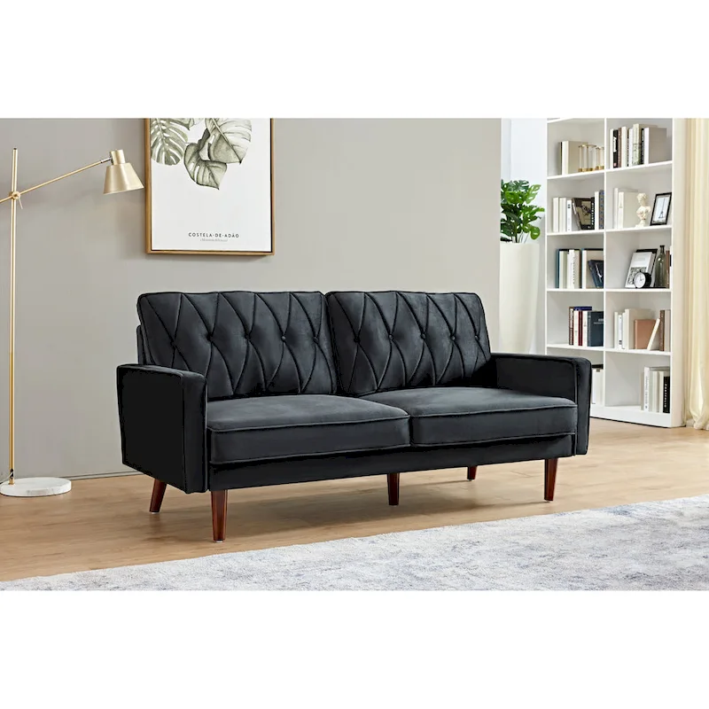 69.3-Inch Wide Velvet Tufted Cushion Back Sofa – 10 Color Options, Living Room Couch