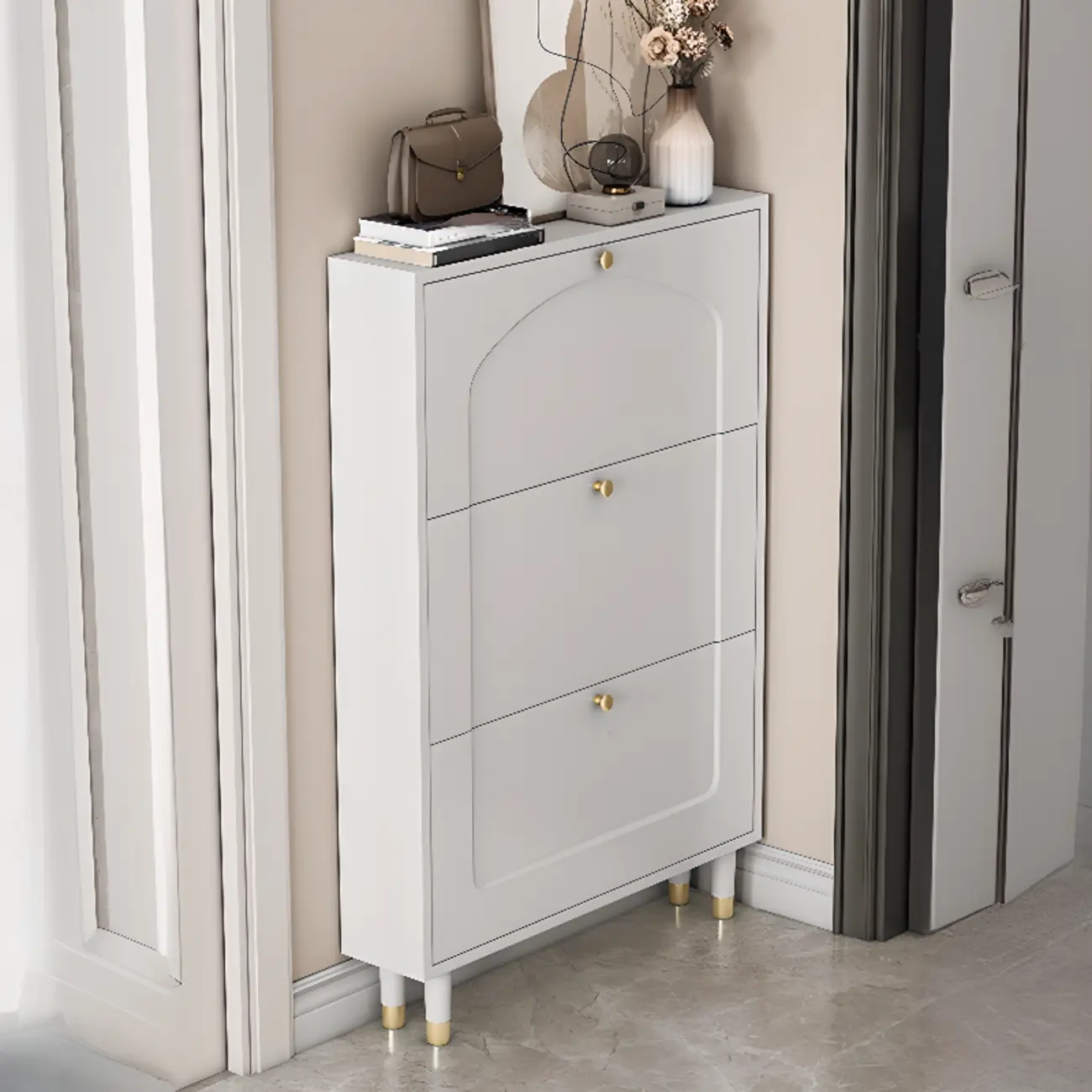 Modern Chalk Wood Shoe Rack for Wall or Cabinet