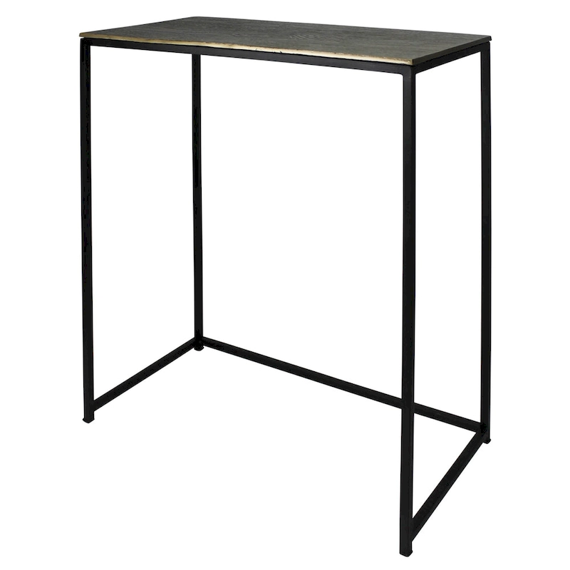 HomeRoots Set of Three Brass and Black Aluminum and Iron Frame Nested Tables - 11.5' X '26' X '21