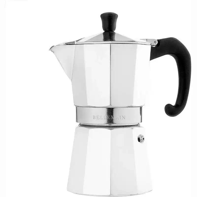Bellemain Stovetop Espresso Maker  Classic Moka Pot (White, 6-Cup) for Rich, Authentic Coffee