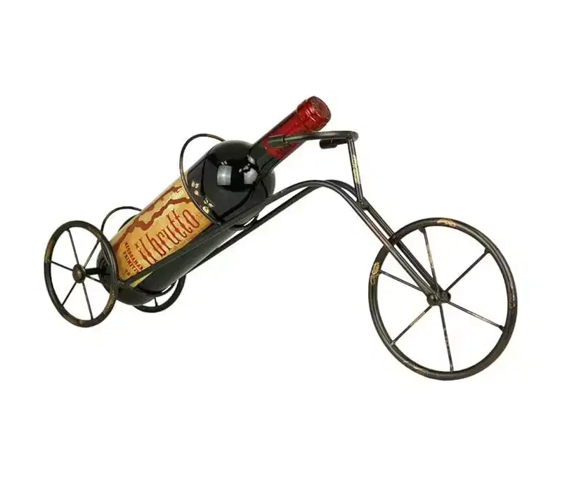LIVEVIE Classic Vintage Bike Trike Style Wine Rack Freestanding One-Bottle Holder, Bike-Shaped Wine Organizer for Countertop and Tabletop