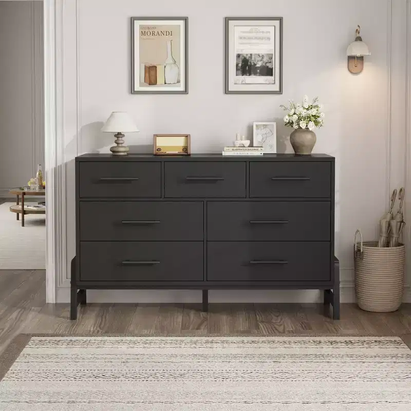 Garvee 7 Dresser for Bedroom, Freestanding 52 Wide Drawer Dresser with Storage, Wooden Closet Storage Chest for Living Room, Bedroom