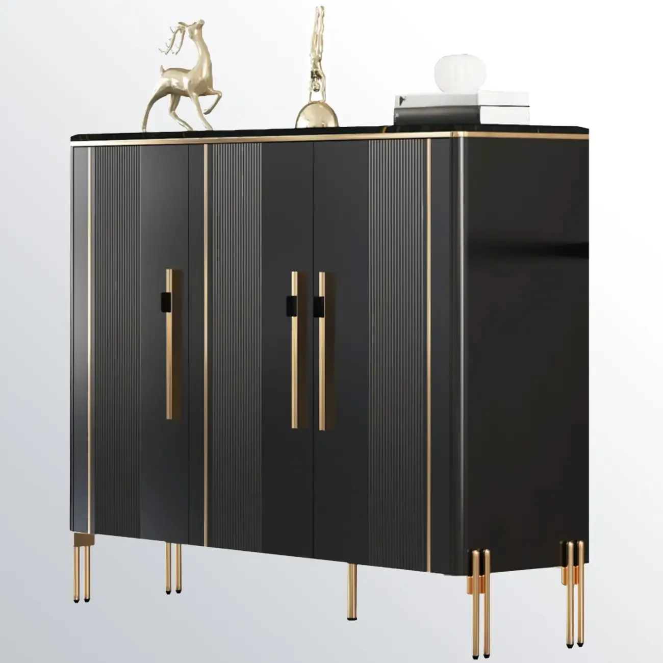 Glam Dark Gray Wooden Cabinet with Free Standing Design