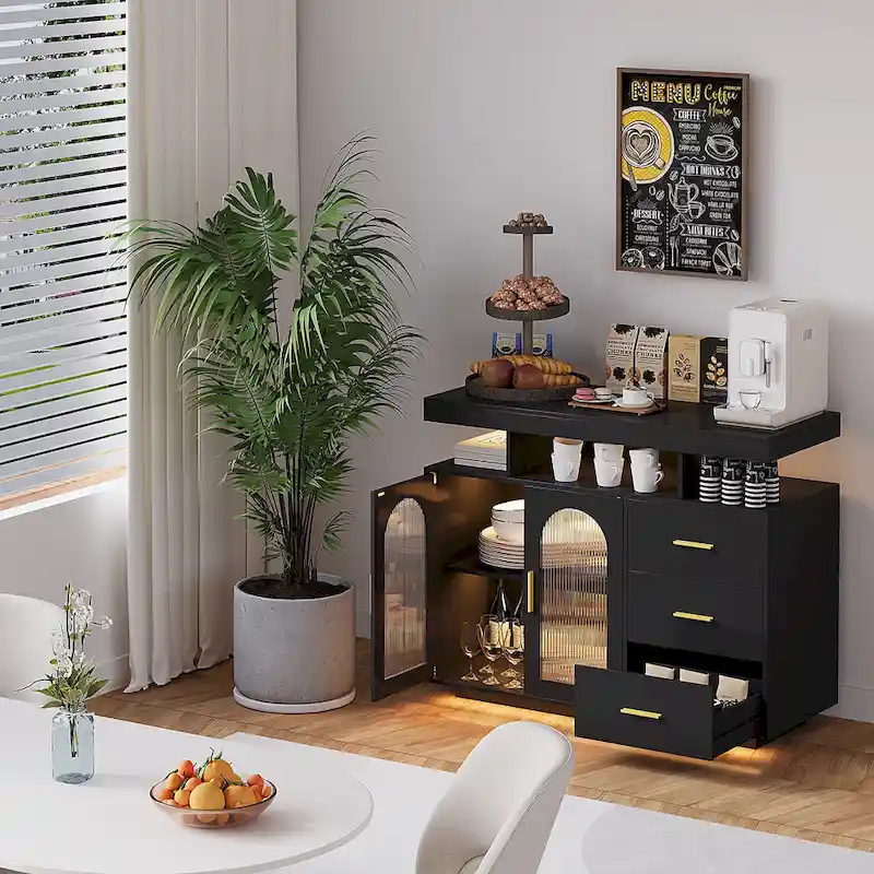 39Wide Sideboard With LED Light - N/A