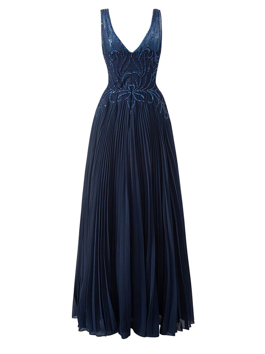 Dark Green A-line V-neck Chiffon Prom Dress
