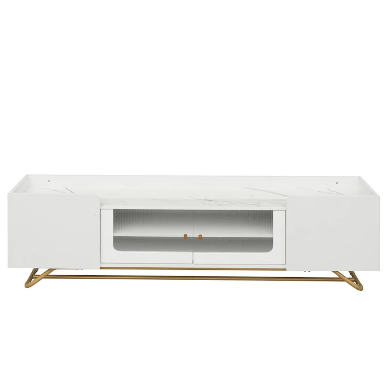 TV Console Table with Gold Frame Base