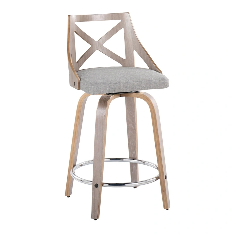 The Gray Barn Charlotte 24 Fixed-Height Counter Stool with Bent Wood Legs (Set of 2)
