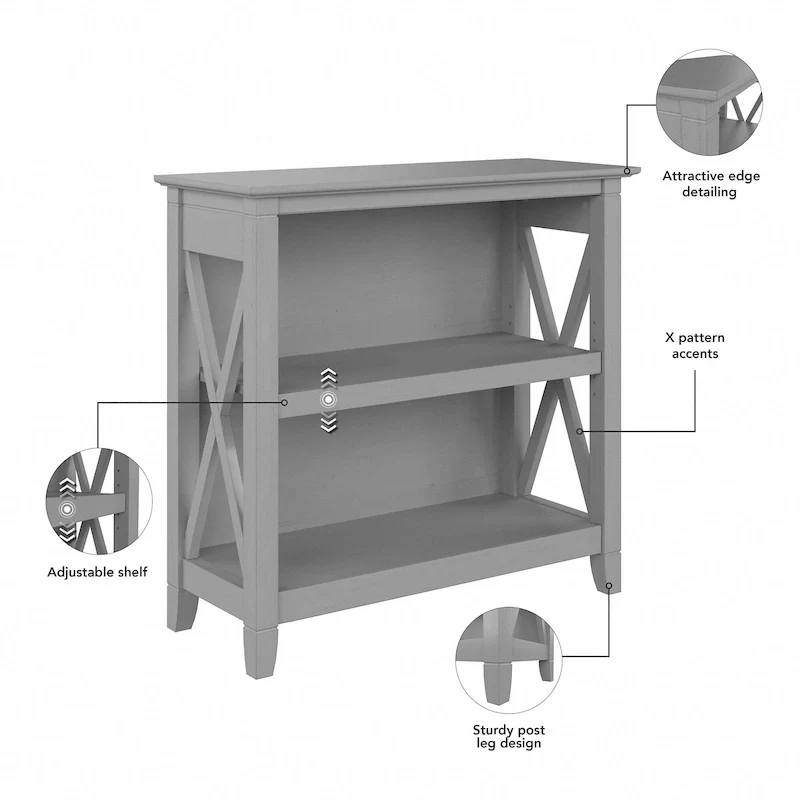 Key West Small 2 Shelf Bookcase by Bush Furniture