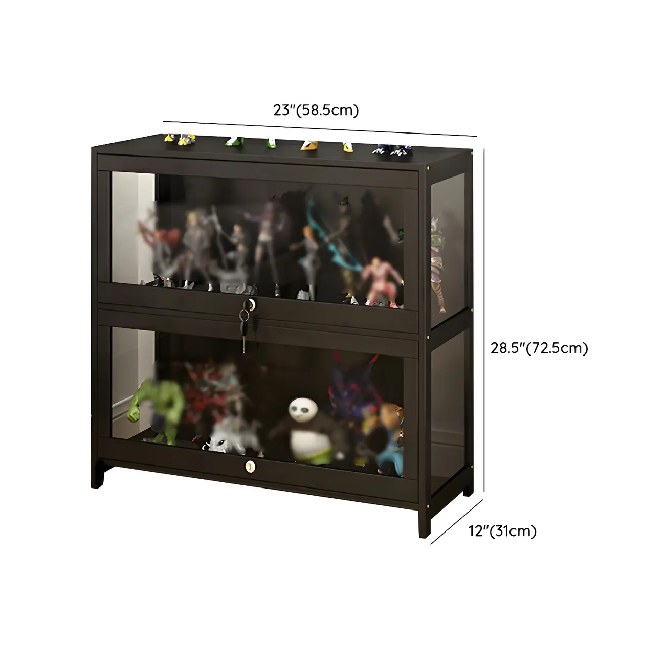 Living Room Modern Black Glass Figurine Display Cabinet