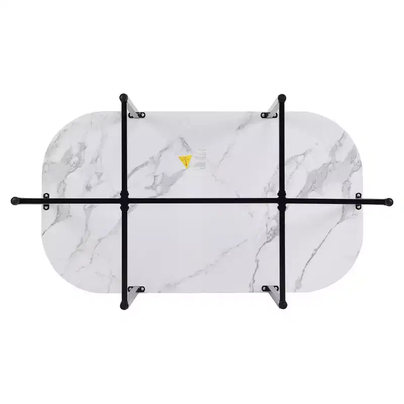 Modern 7-Piece Dining Table Set with Faux Marble Top and 6 Chairs 4N - ModernLuxe