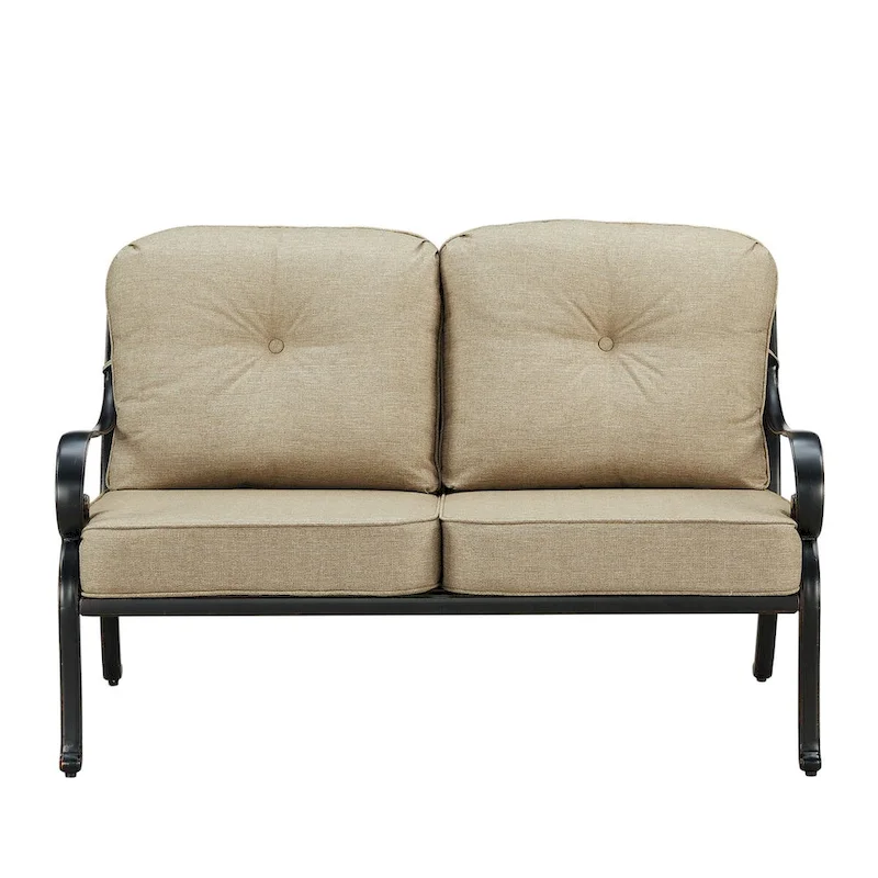 Black Aluminum Deep Seating Deep Seating Loveseat with Cushions