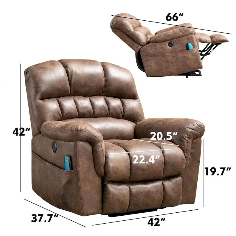 Ebello Microsuede Power Lift Recliner Sofa with Massage Chair