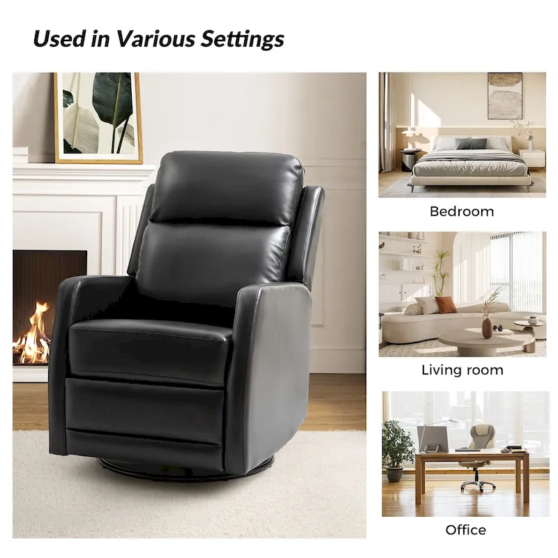 Modern Faux Leather Manual Rocking Swivel Recliner with Wingback