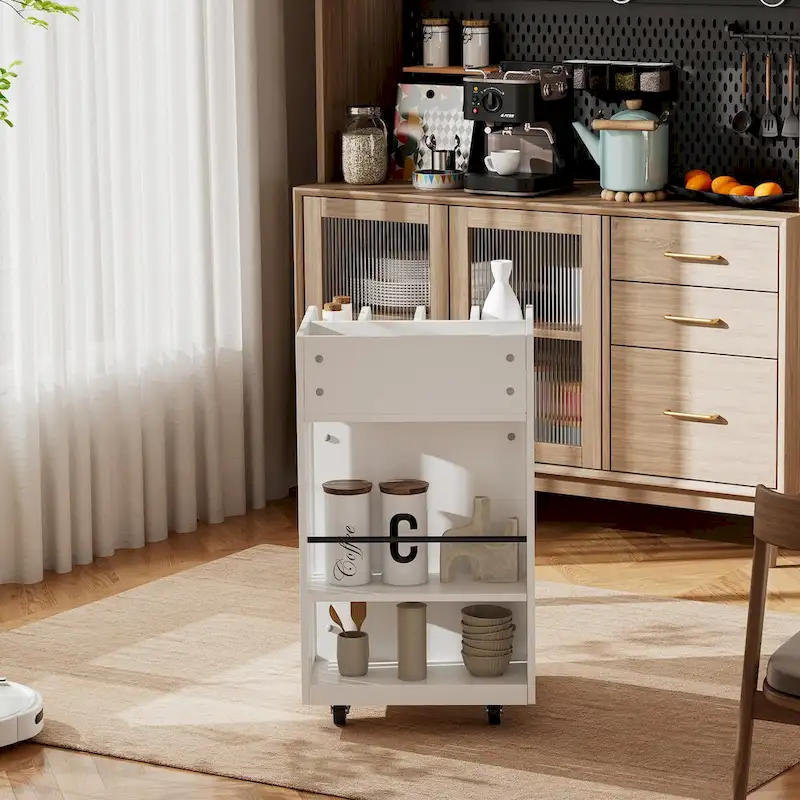 6-Shelf Rolling Kitchen Cart with Spice Rack and Locking Casters